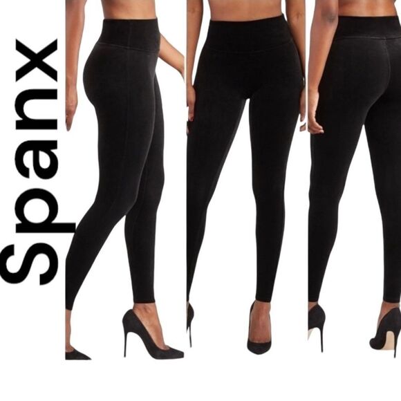 NWT Spanx Velvet Leggings in Black Sz S, M - Picture 1 of 5
